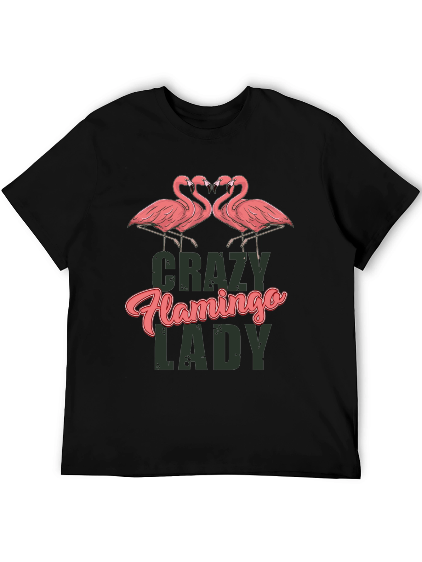 Crazy Flamingo Lady Black T-Shirt