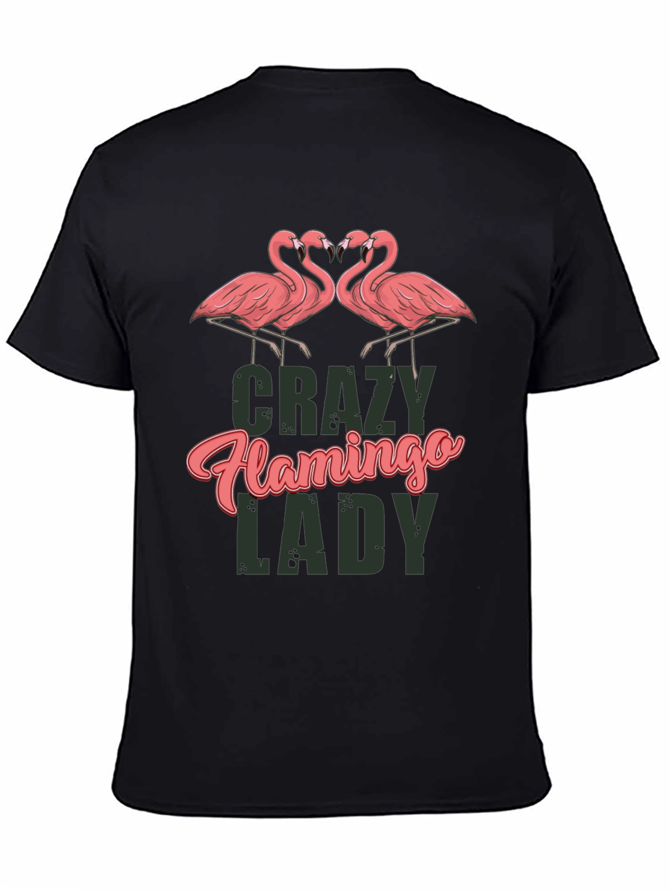 Crazy Flamingo Lady Black T-Shirt