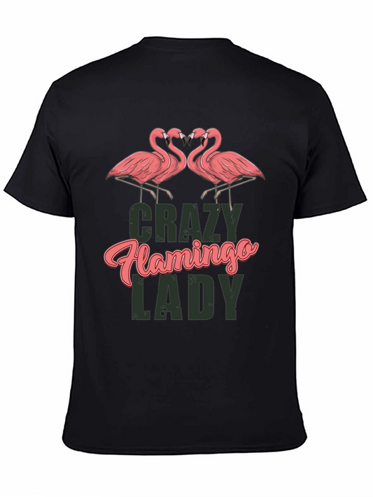 Crazy Flamingo Lady Black T-Shirt