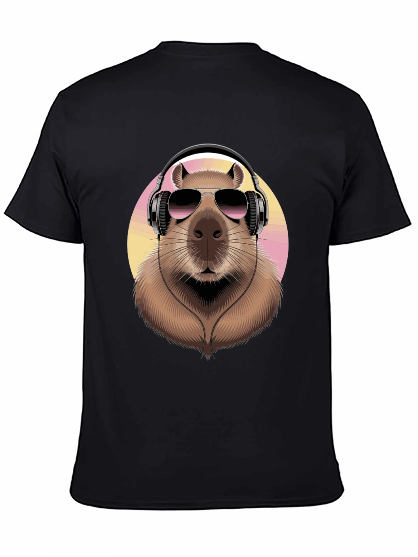 Capybara DJ Black T-Shirt - Cool Animal Graphic Tee