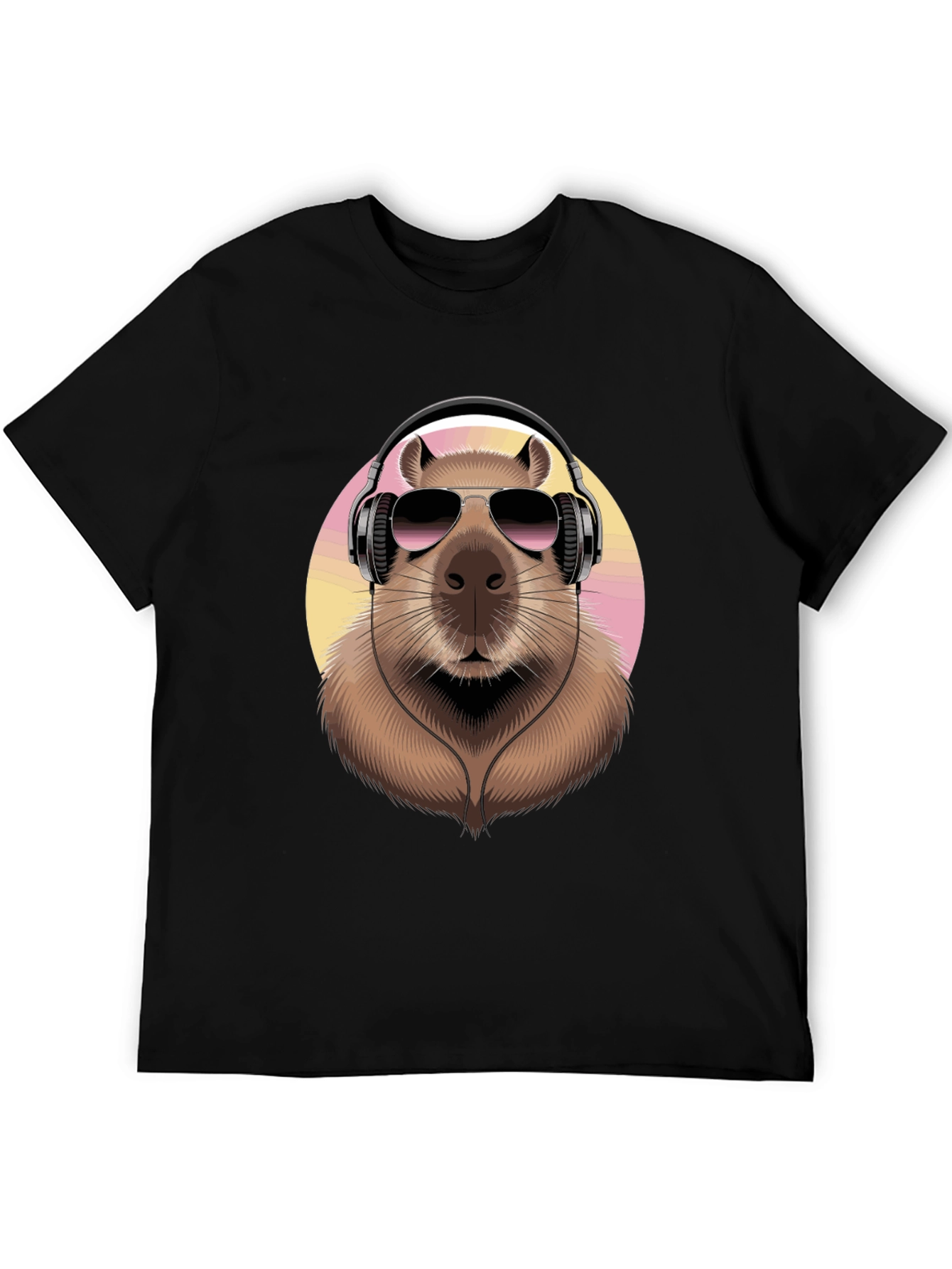 Capybara DJ Black T-Shirt - Cool Animal Graphic Tee
