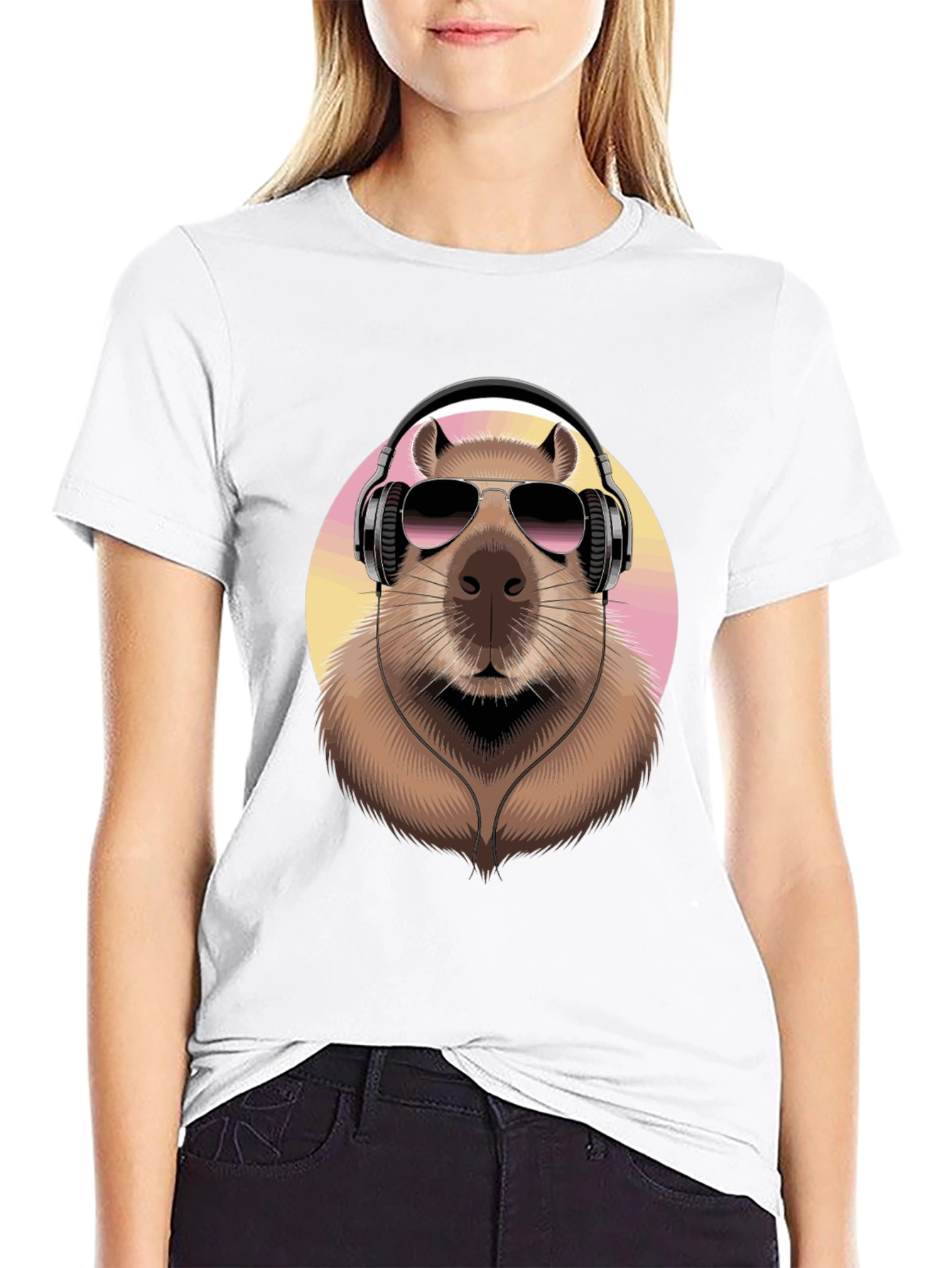 Capybara DJ Black T-Shirt - Cool Animal Graphic Tee