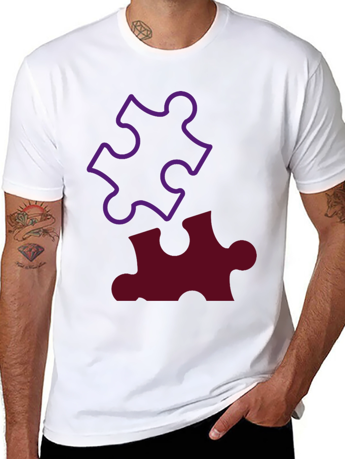 Puzzle Piece Graphic Tee - Black