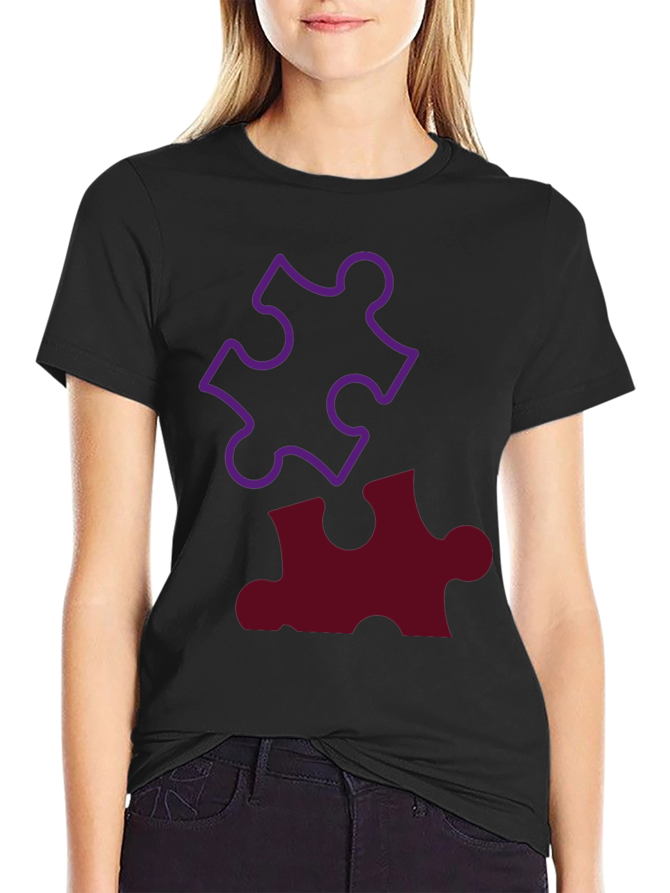 Puzzle Piece Graphic Tee - Black