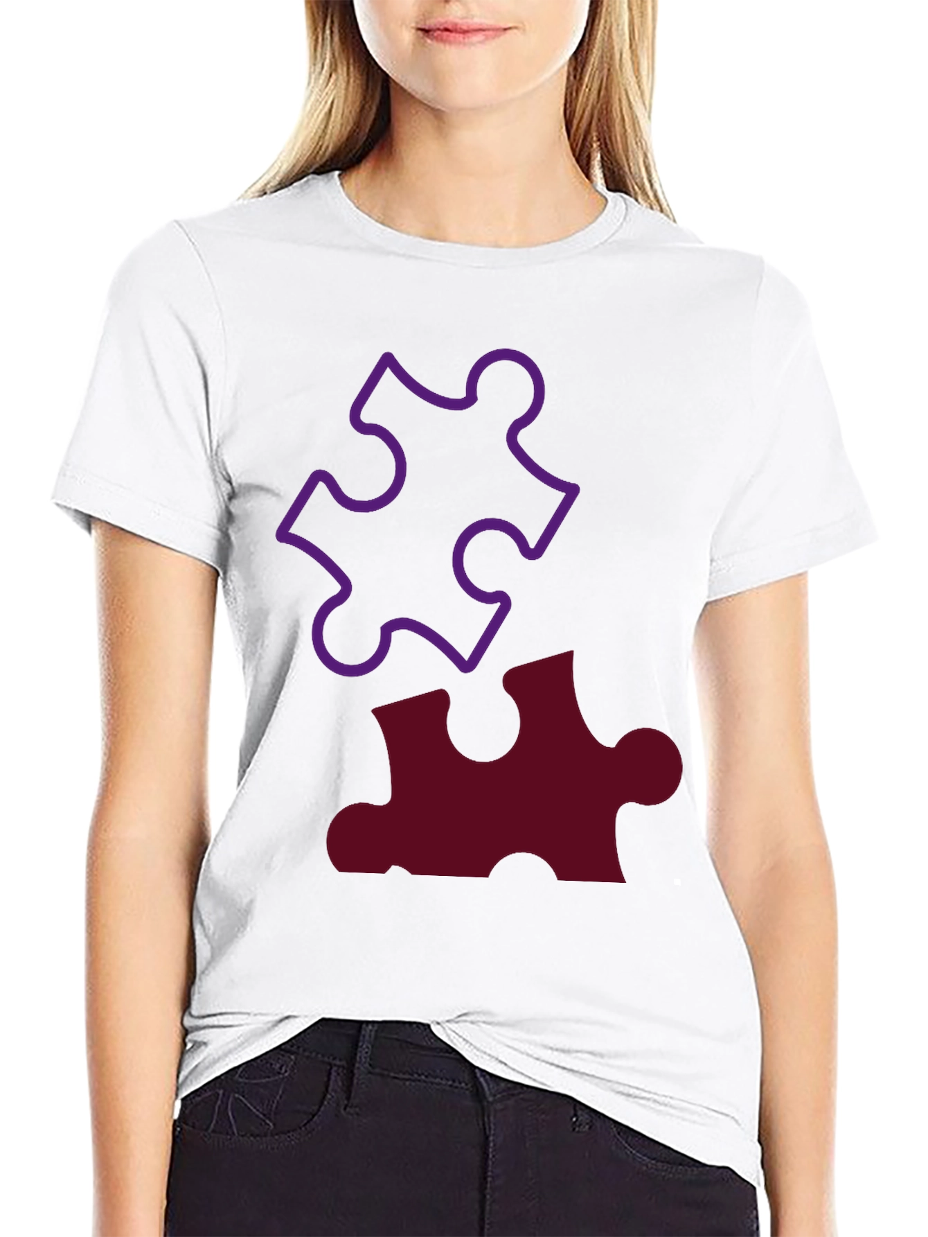 Puzzle Piece Graphic Tee - Black