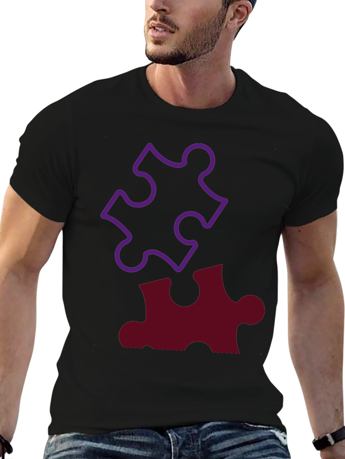 Puzzle Piece Graphic Tee - Black