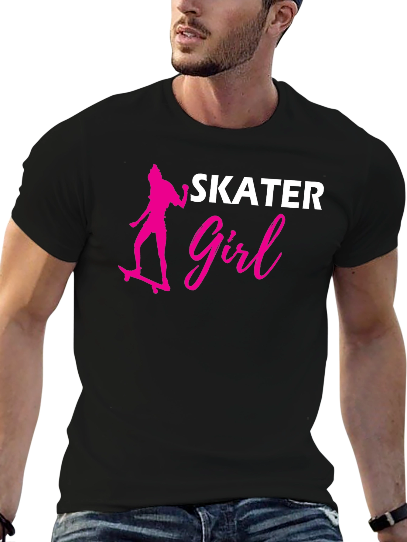 Skater Girl Graphic Tee - Stylish Black T-Shirt