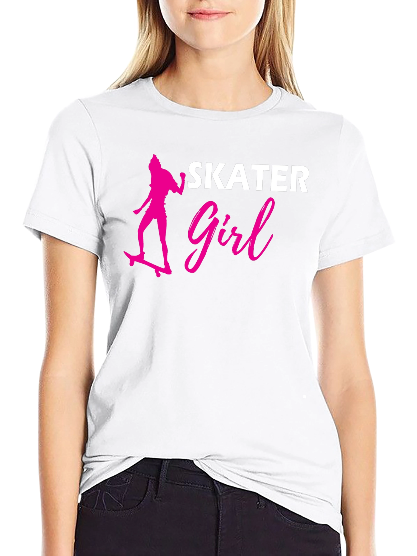 Skater Girl Graphic Tee - Stylish Black T-Shirt