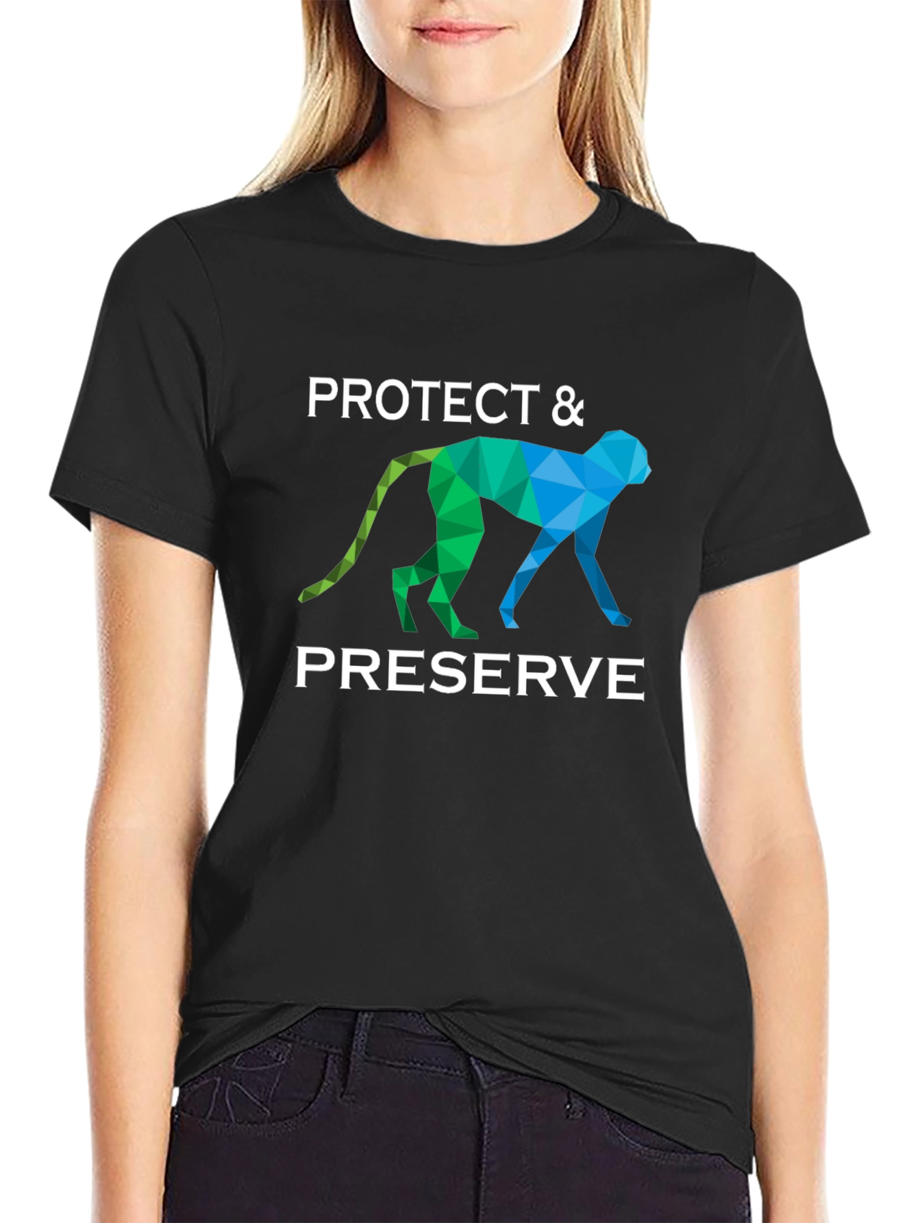 Protect & Preserve Geometric Monkey Graphic T-Shirt
