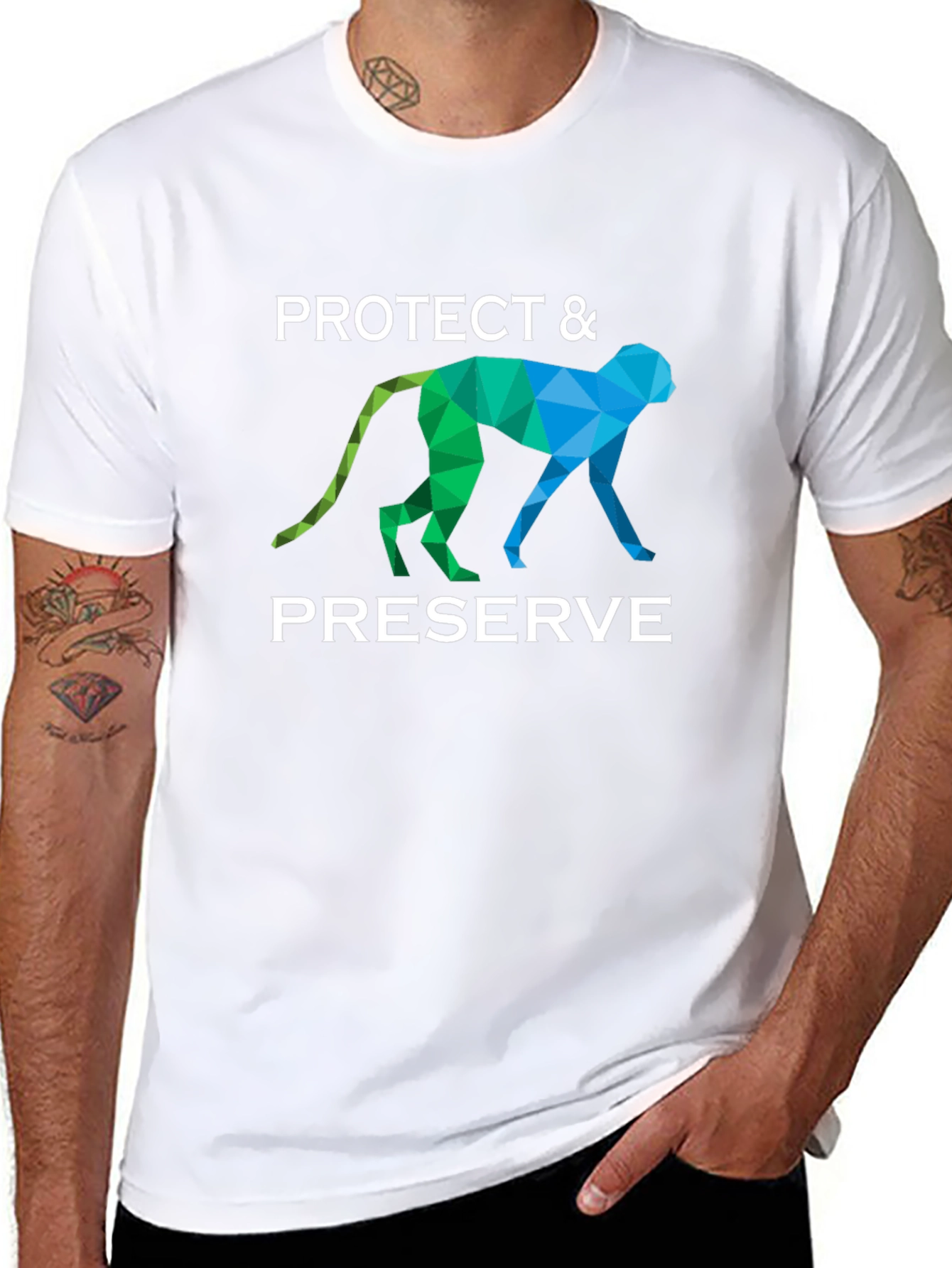 Protect & Preserve Geometric Monkey Graphic T-Shirt