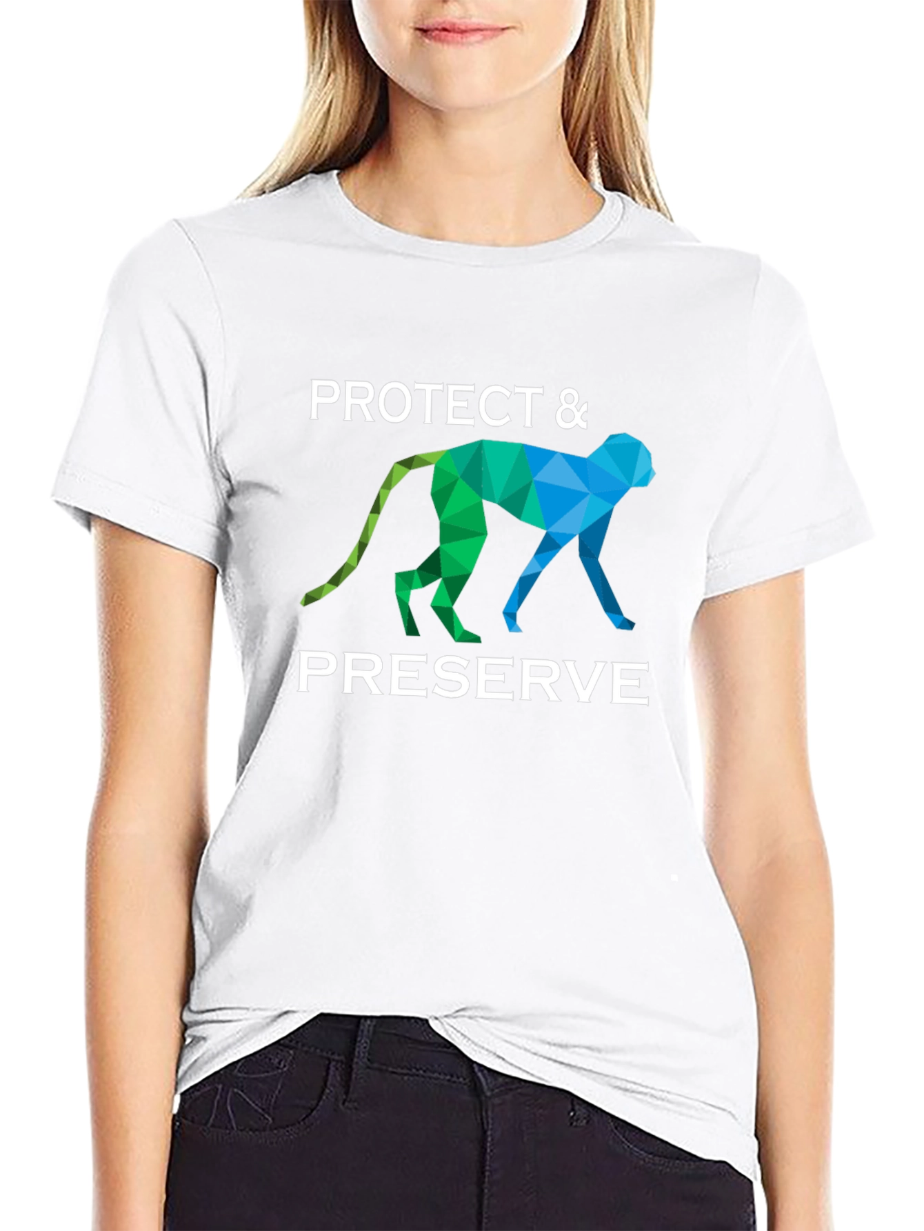 Protect & Preserve Geometric Monkey Graphic T-Shirt