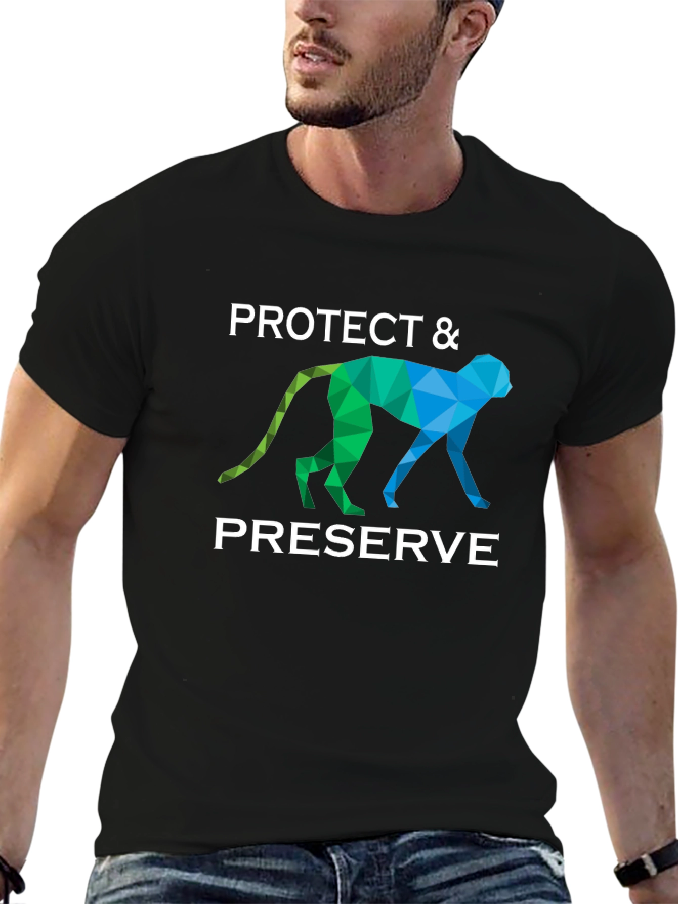 Protect & Preserve Geometric Monkey Graphic T-Shirt