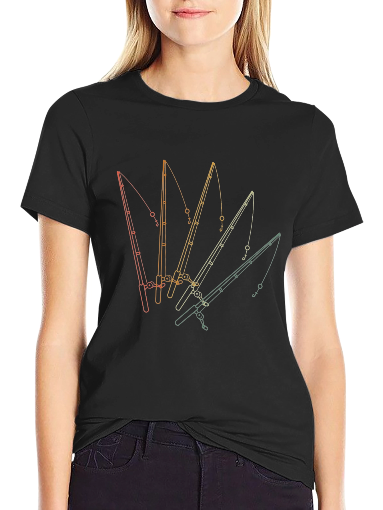 Fishing Rod Graphic Tee - Retro Style