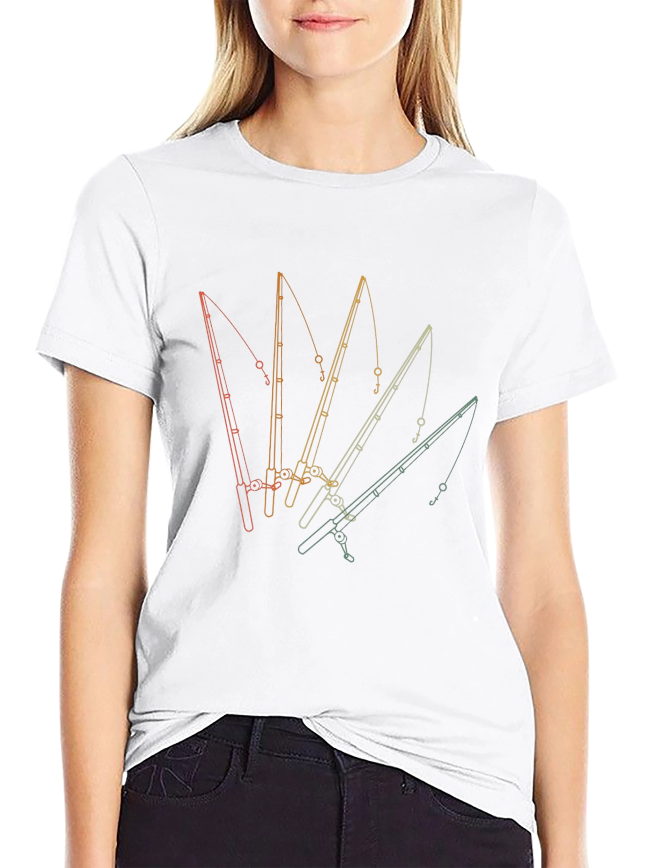 Fishing Rod Graphic Tee - Retro Style