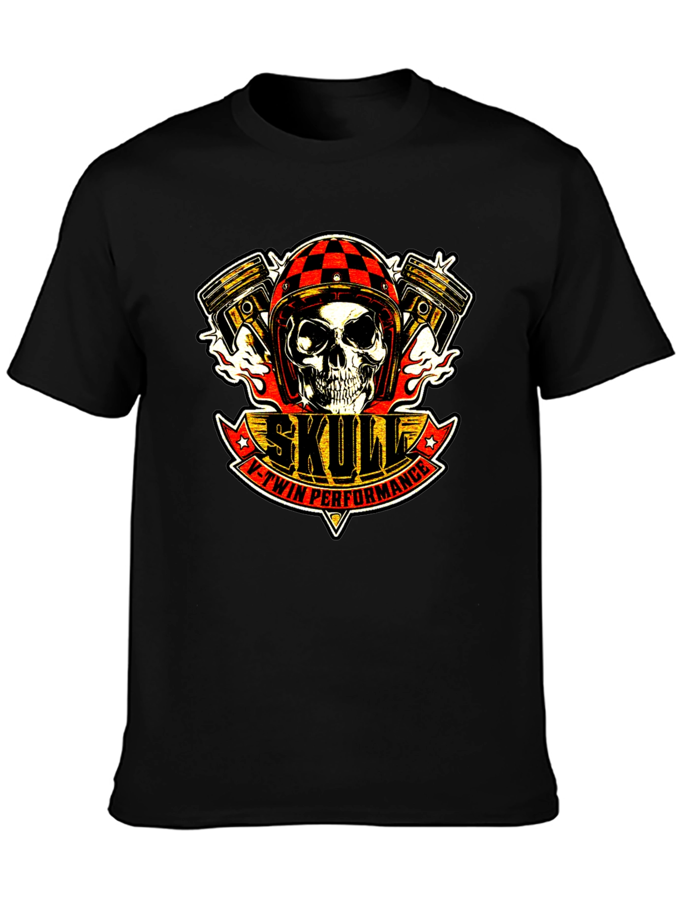 Skull V-Twin Performance Black T-Shirt