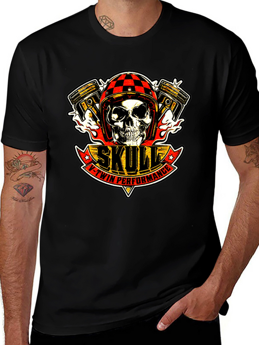 Skull V-Twin Performance Black T-Shirt