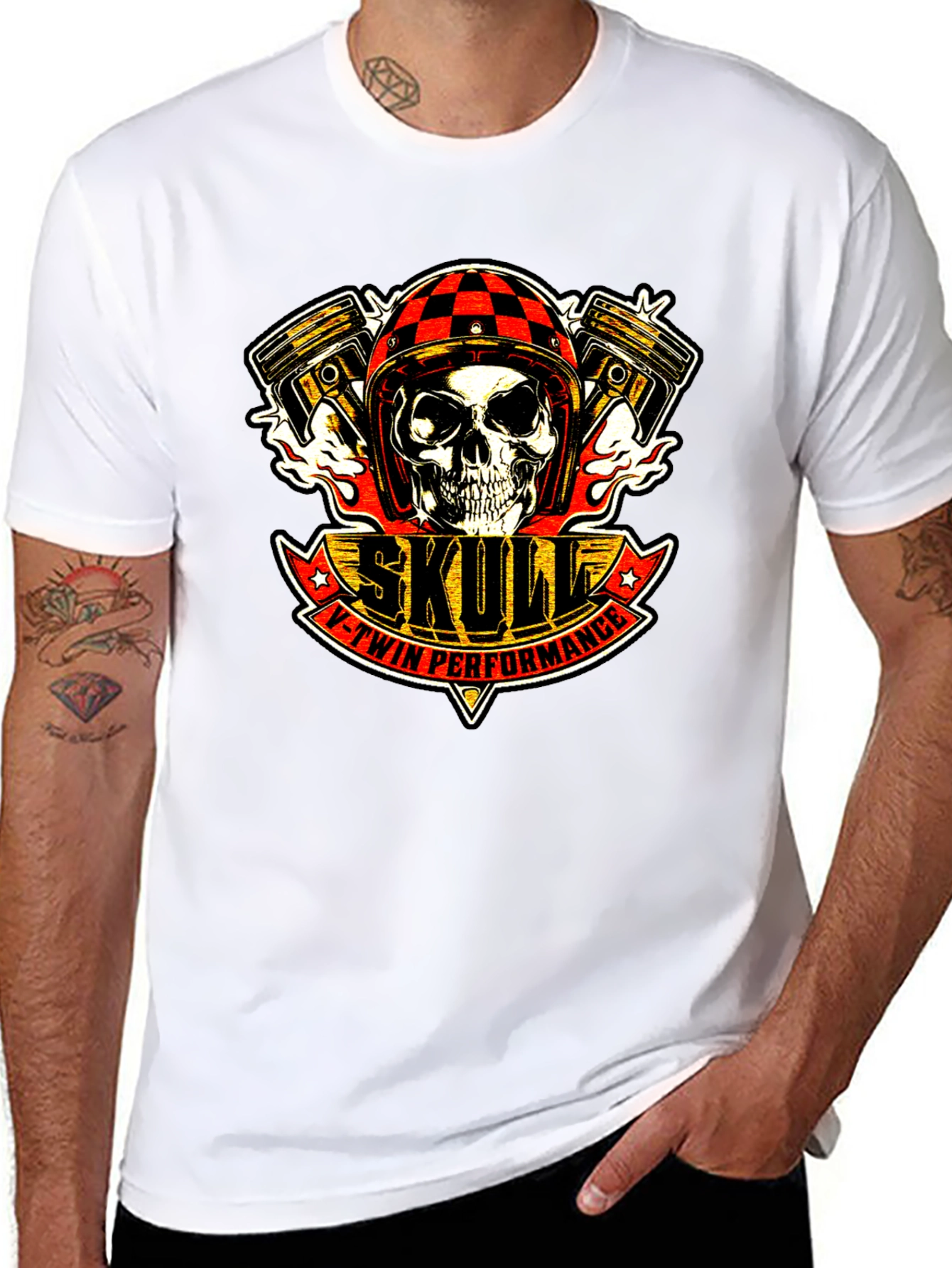 Skull V-Twin Performance Black T-Shirt
