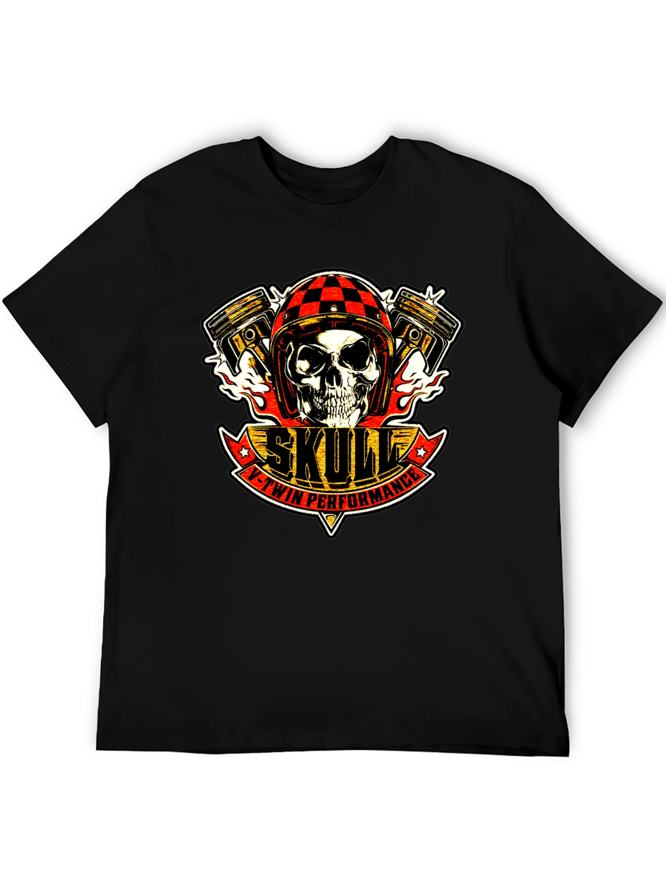Skull V-Twin Performance Black T-Shirt