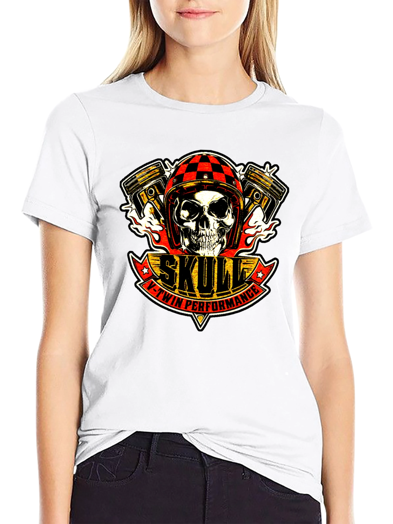 Skull V-Twin Performance Black T-Shirt