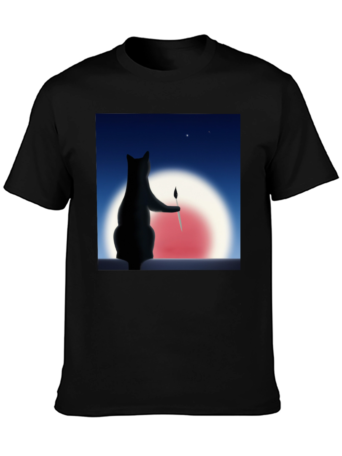 Cat Painter Graphic Tee - Artistic Comfort