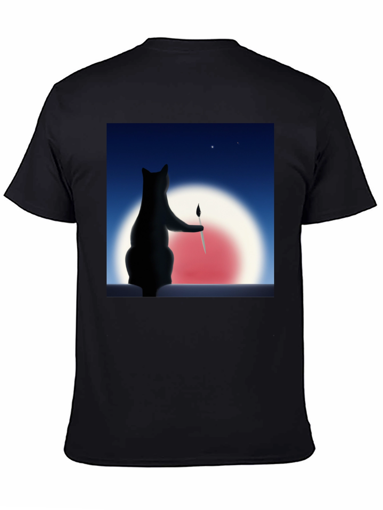 Cat Painter Graphic Tee - Artistic Comfort