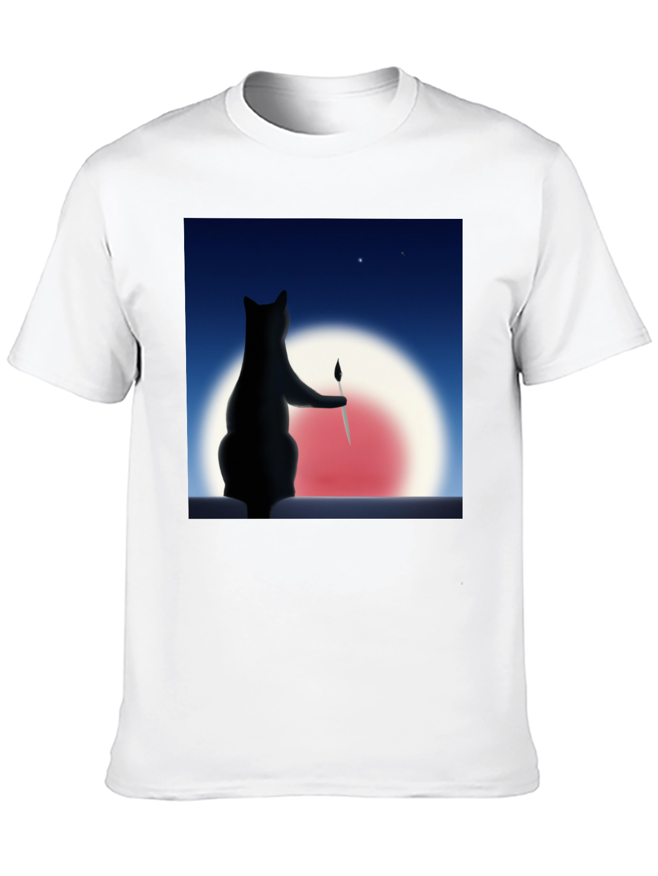 Cat Painter Graphic Tee - Artistic Comfort