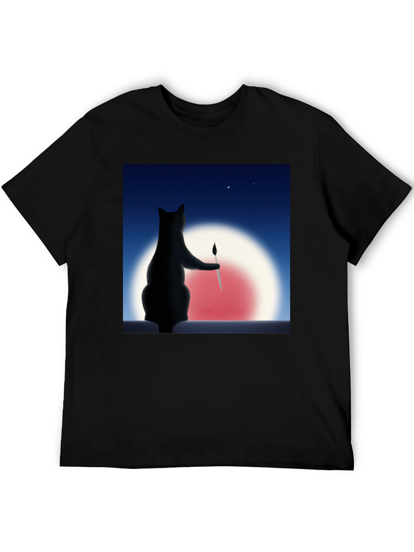 Cat Painter Graphic Tee - Artistic Comfort