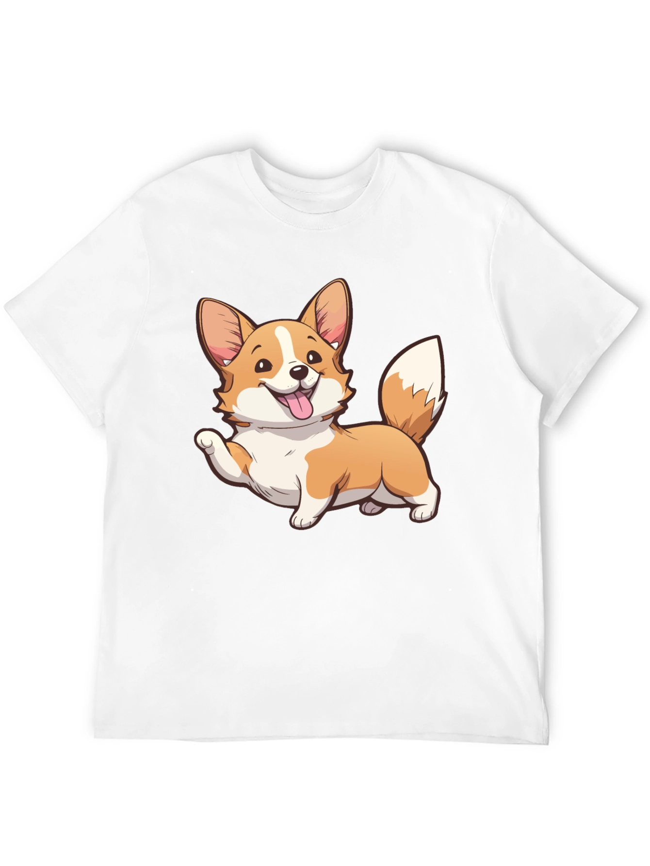 Corgi Cartoon Graphic Black T-Shirt