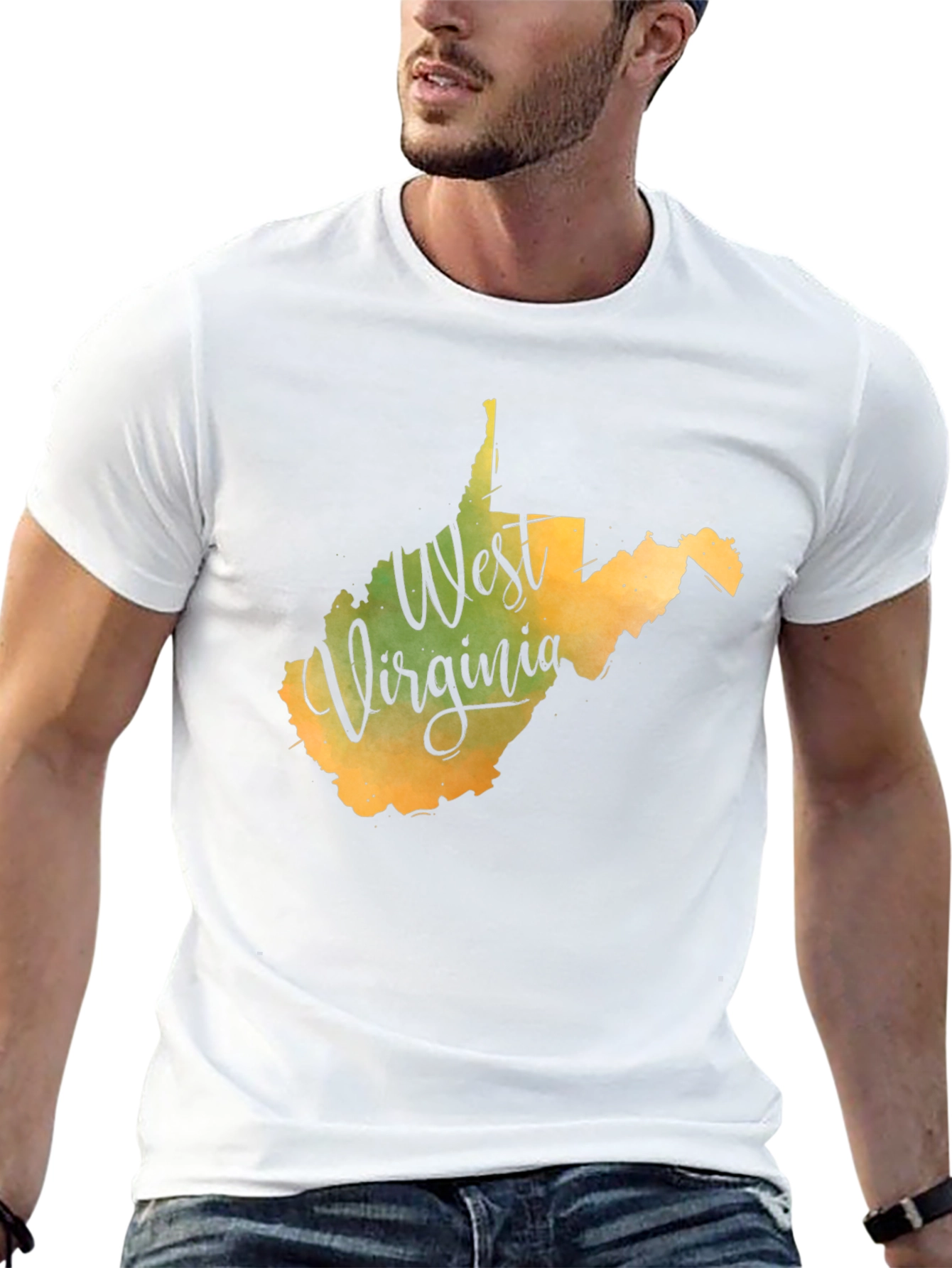 West Virginia State Map T-Shirt - Black