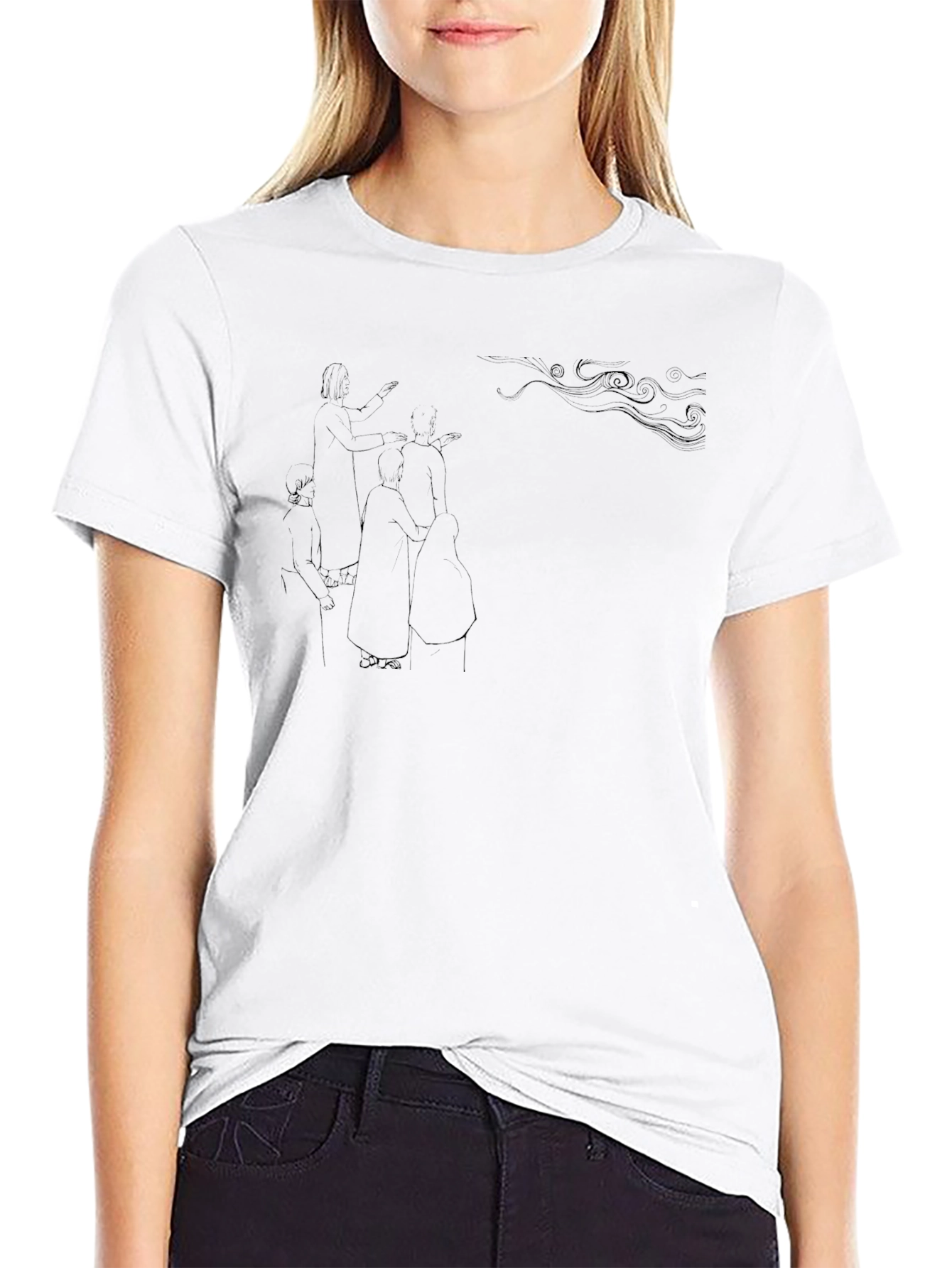 Abstract Sketch Print Black T-Shirt