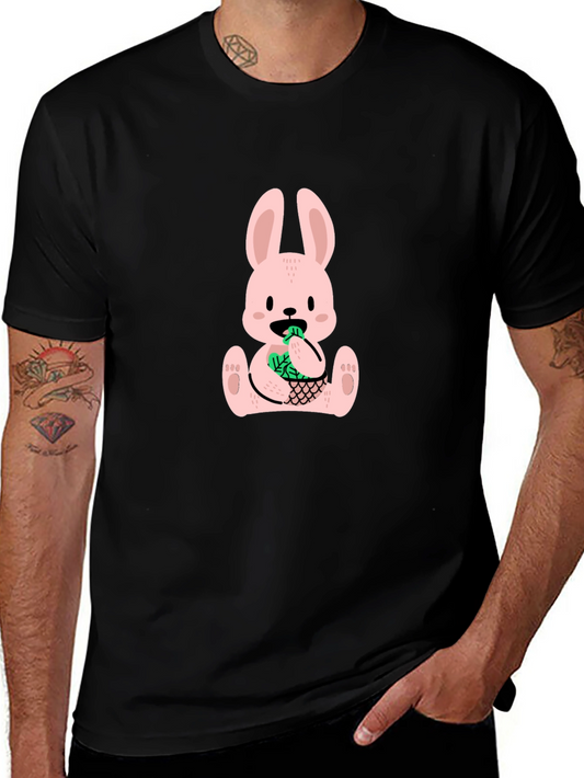 Funny Bunny Graphic Tee - Black Cotton T-Shirt