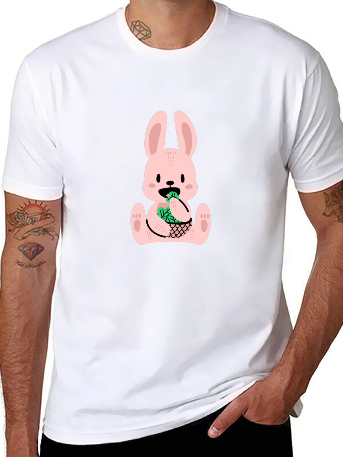 Funny Bunny Graphic Tee - Black Cotton T-Shirt