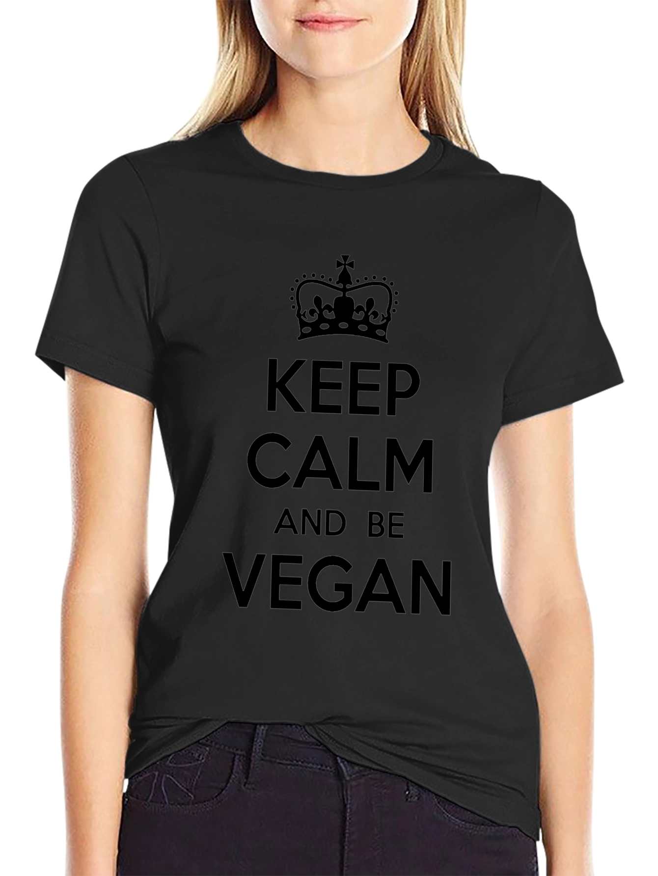 Keep Calm and Be Vegan Black T-Shirt