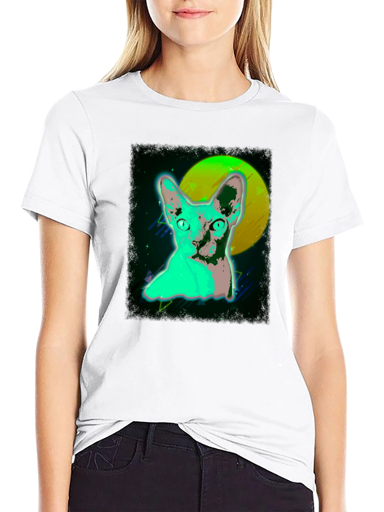 Retro Cat Graphic T-Shirt - Cool 80s Style Tee