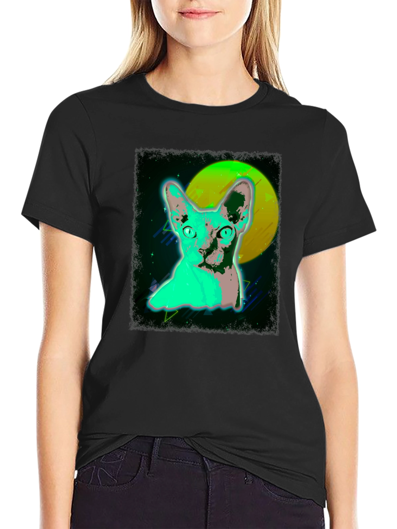 Retro Cat Graphic T-Shirt - Cool 80s Style Tee