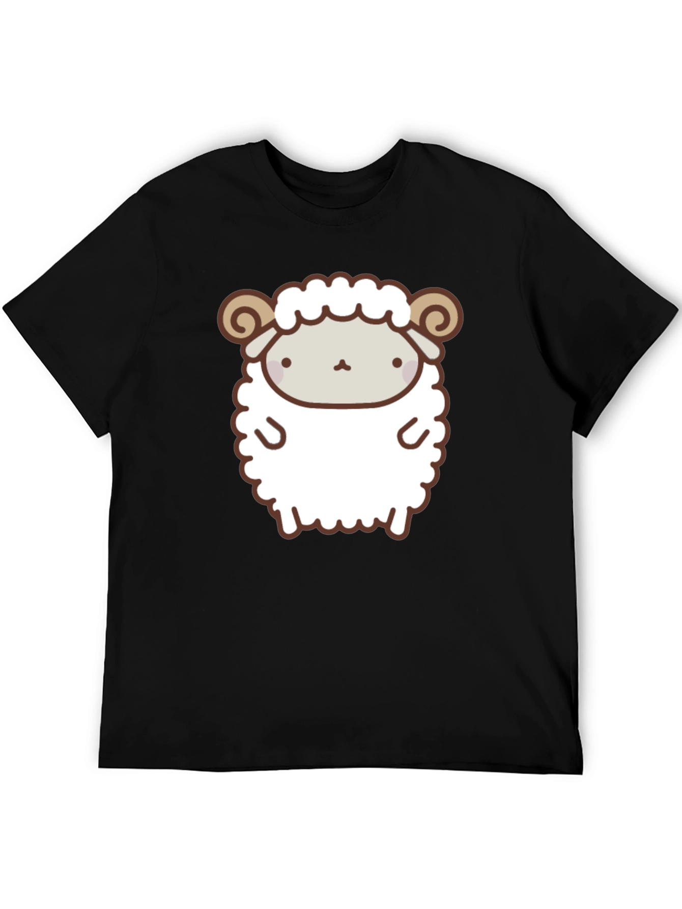 Cute Sheep Graphic Tee - Black Cotton Shirt