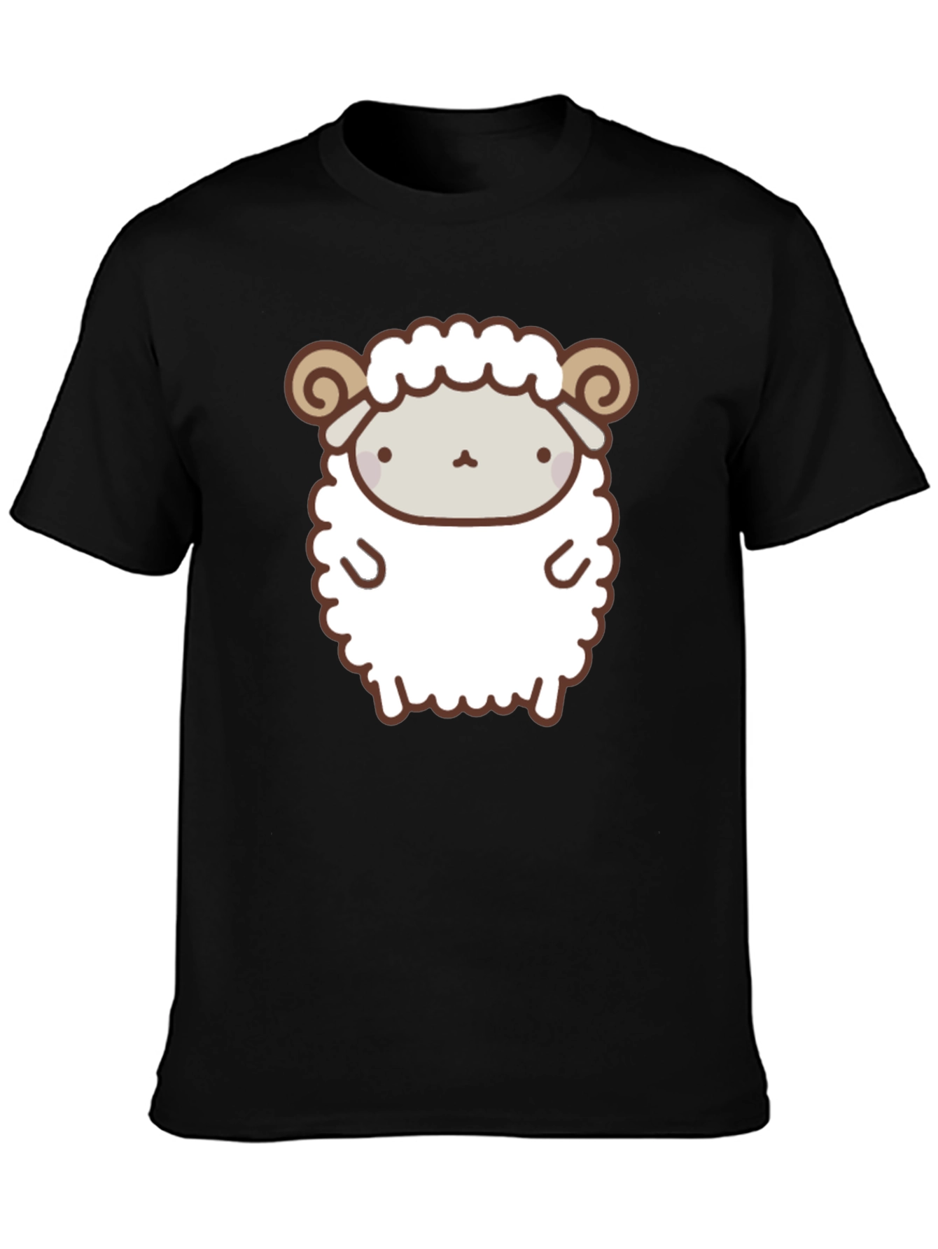 Cute Sheep Graphic Tee - Black Cotton Shirt
