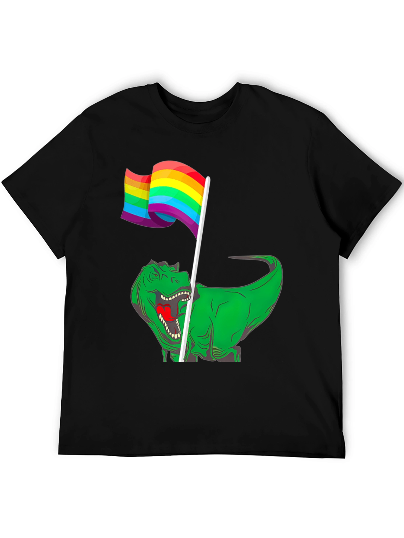 Dino Pride T-Shirt - Rainbow Flag Dinosaur Tee