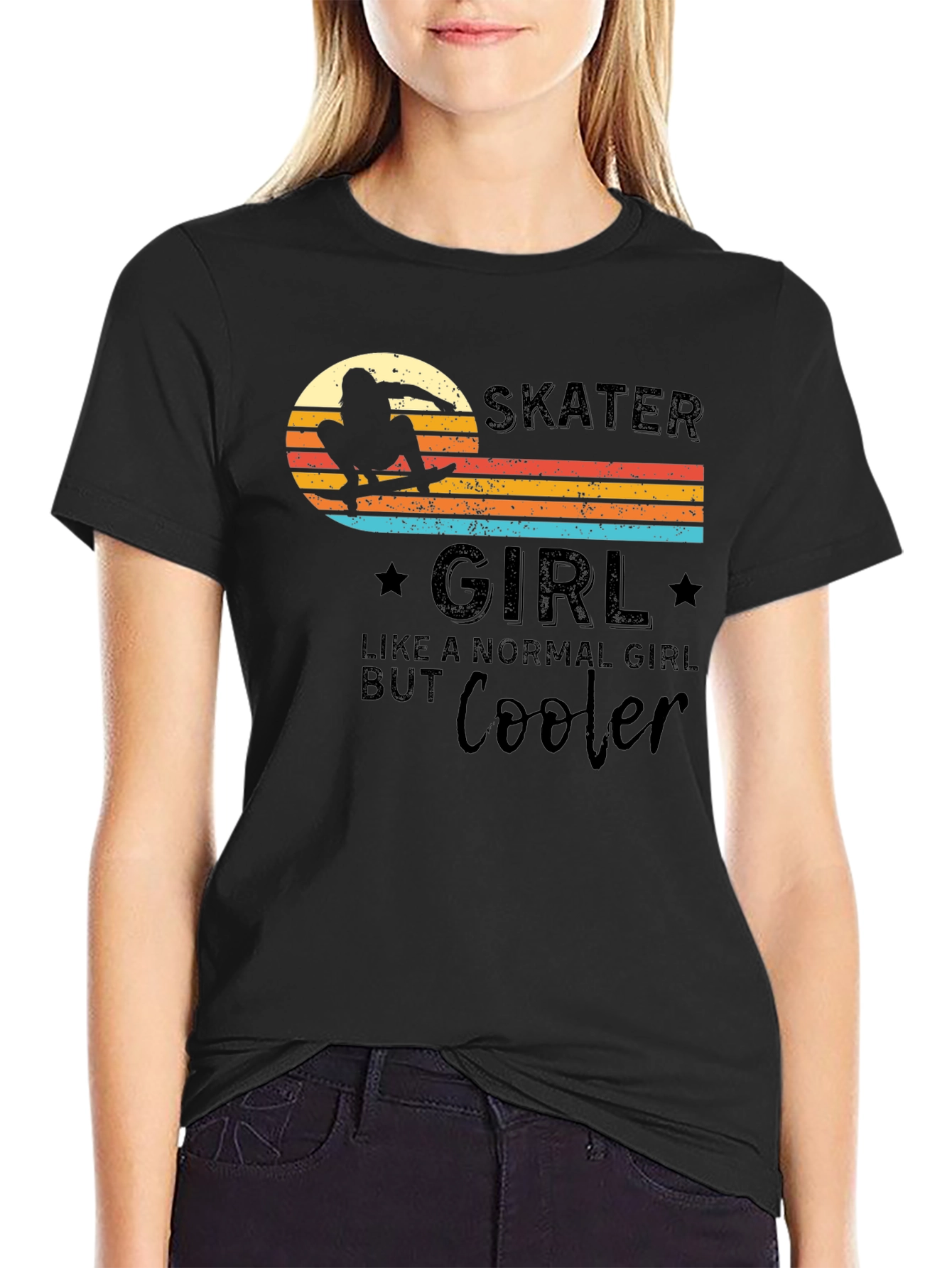 Skater Girl T-Shirt - Retro Design Cool Graphic Tee