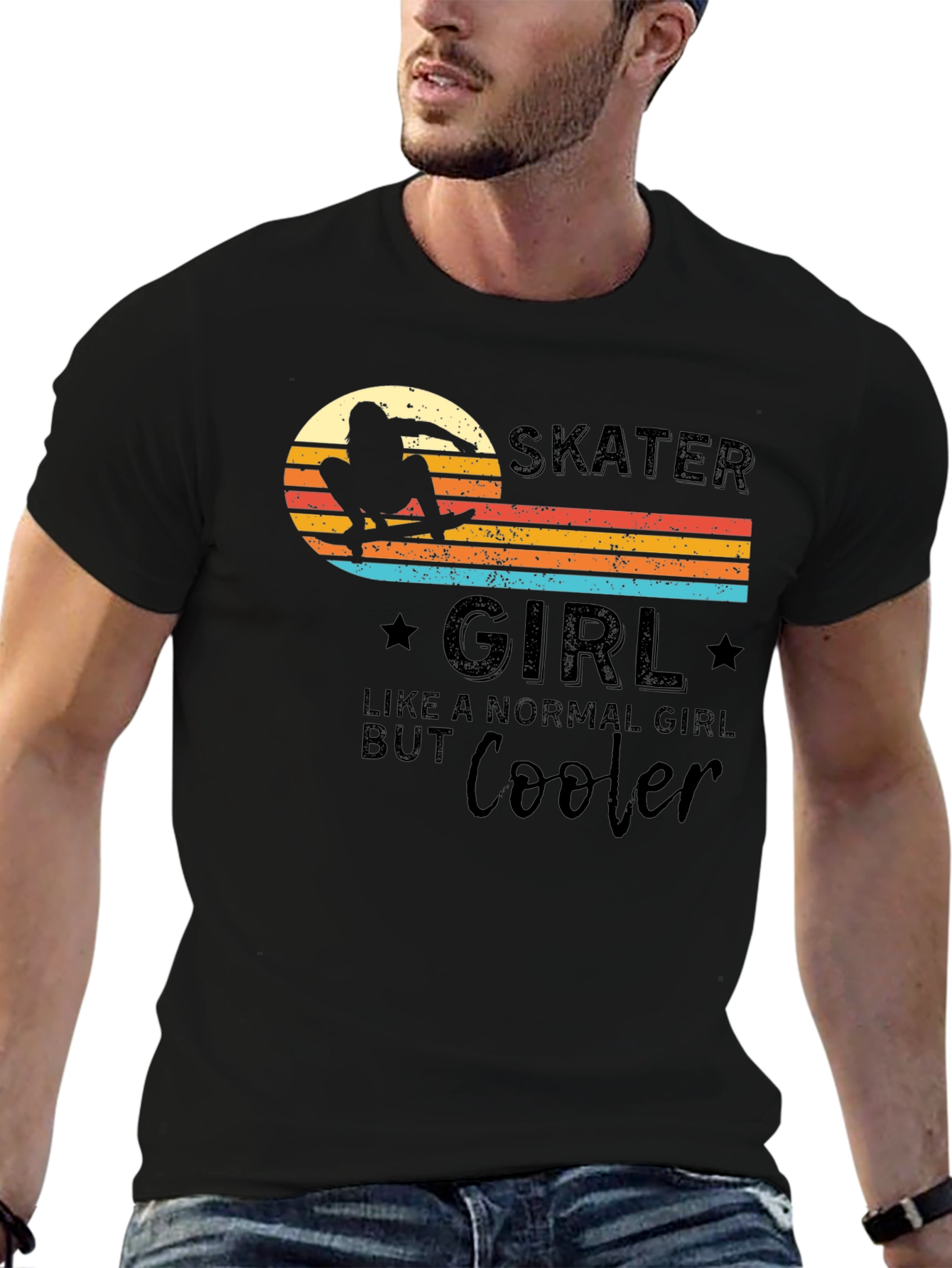 Skater Girl T-Shirt - Retro Design Cool Graphic Tee