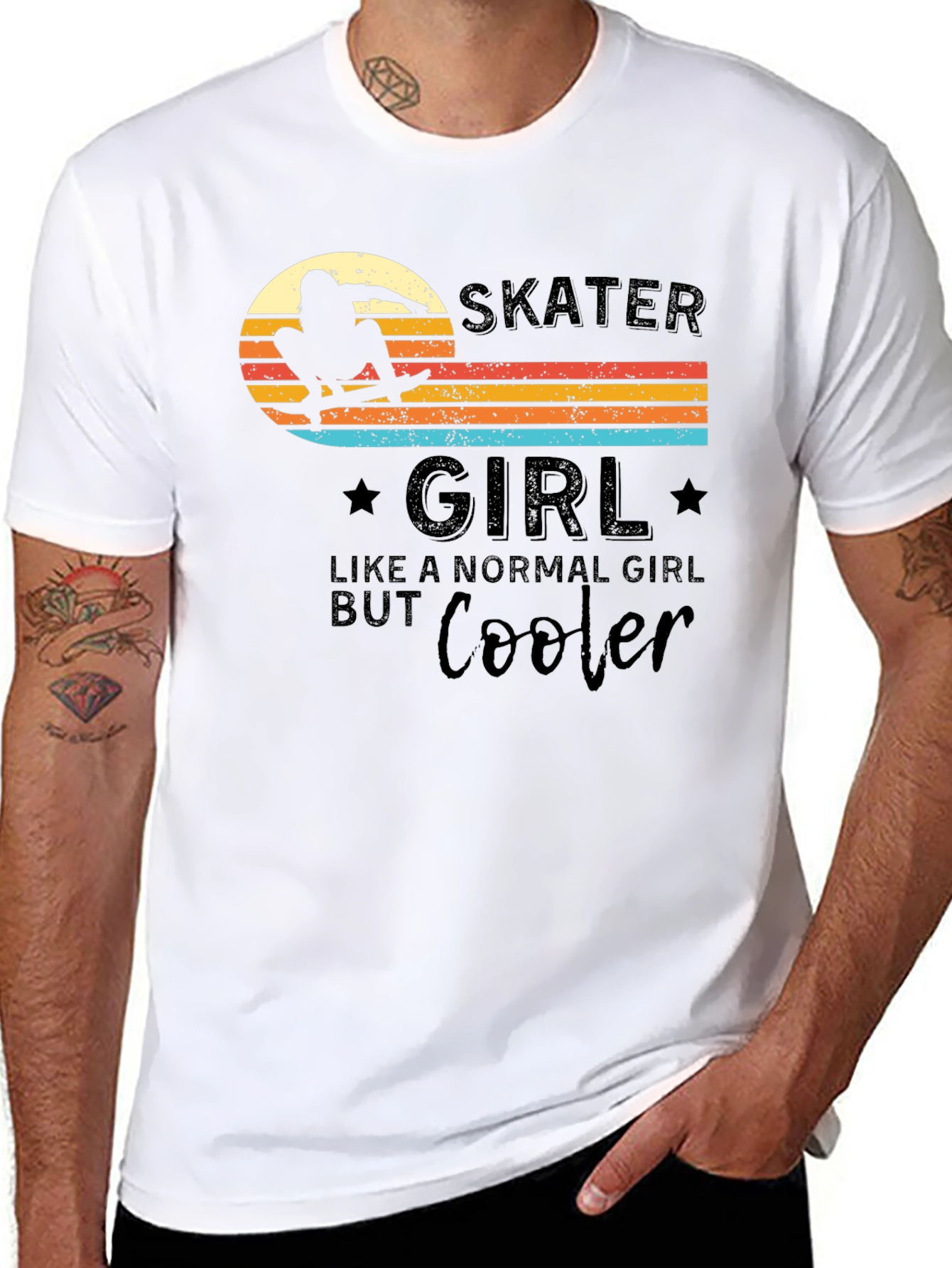 Skater Girl T-Shirt - Retro Design Cool Graphic Tee