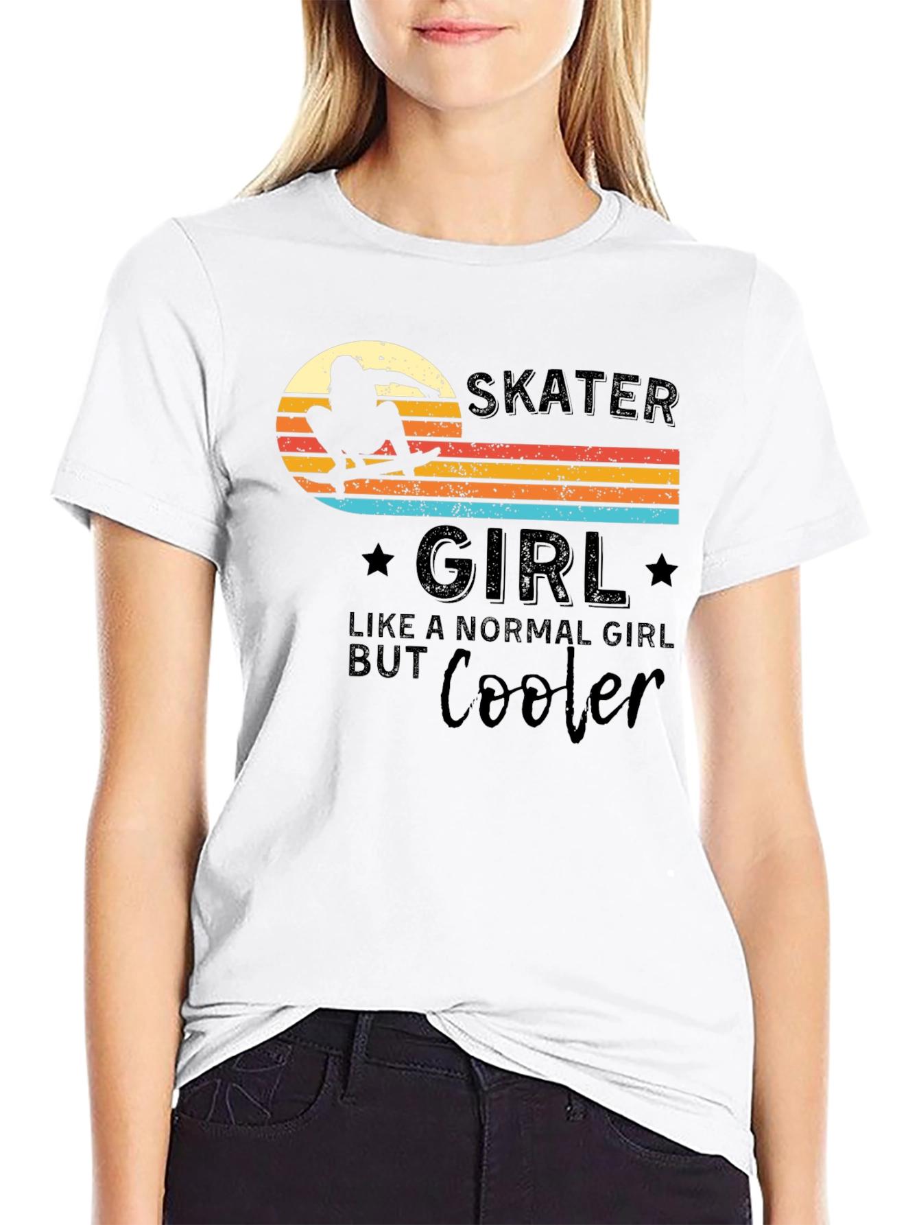 Skater Girl T-Shirt - Retro Design Cool Graphic Tee
