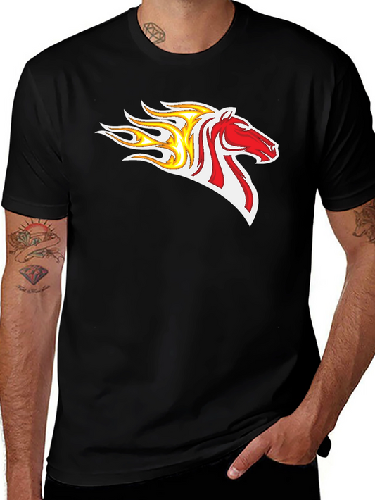Flaming Horse Graphic Tee - Bold Black T-Shirt