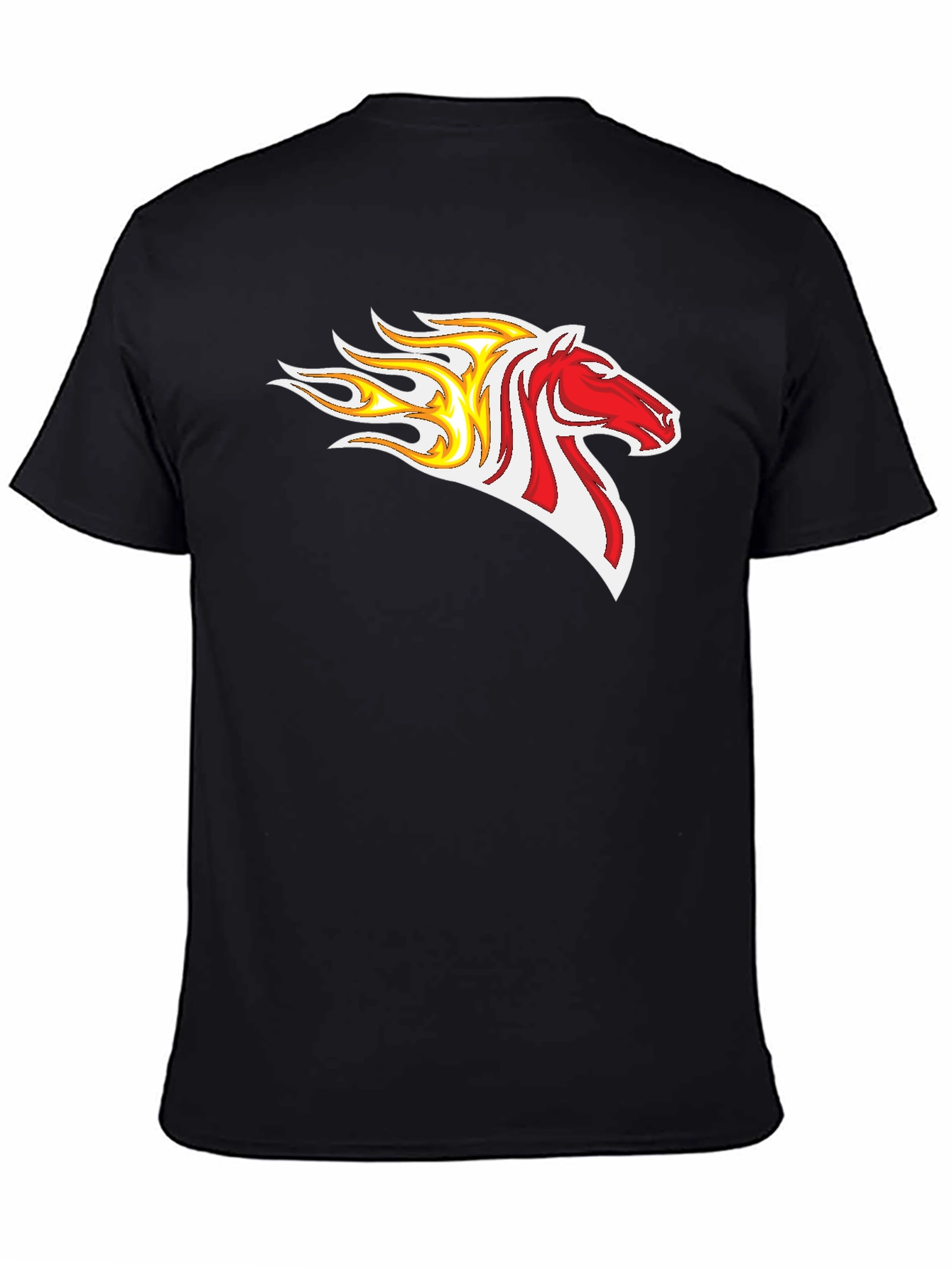 Flaming Horse Graphic Tee - Bold Black T-Shirt