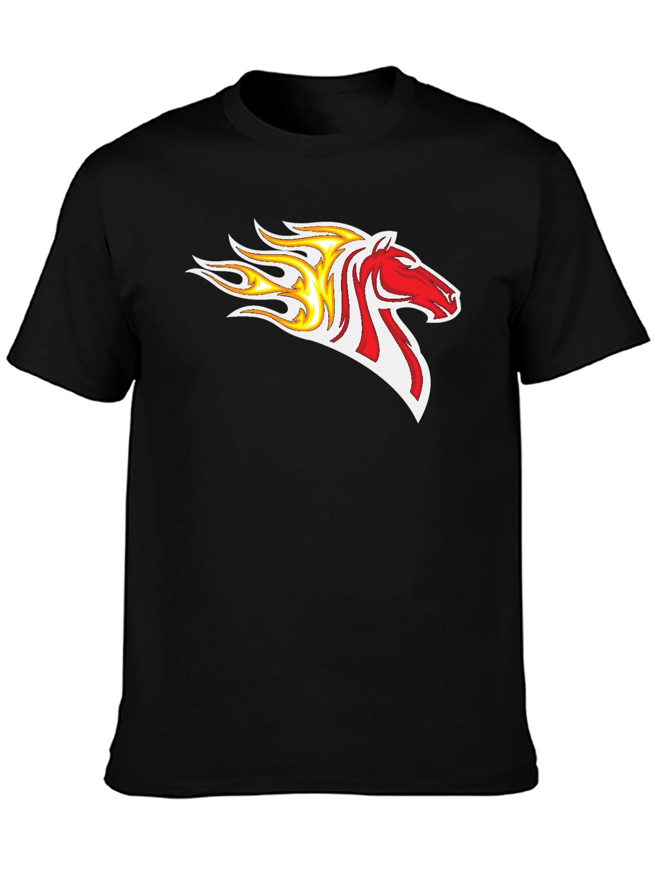 Flaming Horse Graphic Tee - Bold Black T-Shirt