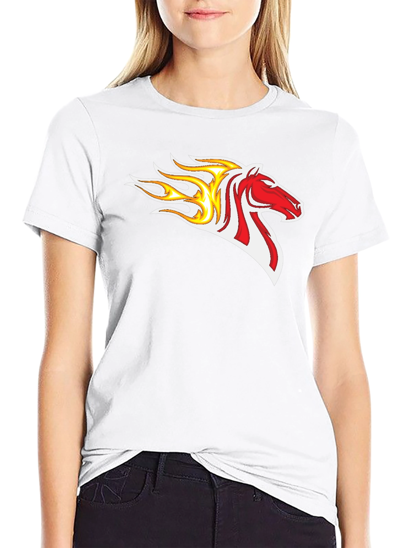 Flaming Horse Graphic Tee - Bold Black T-Shirt