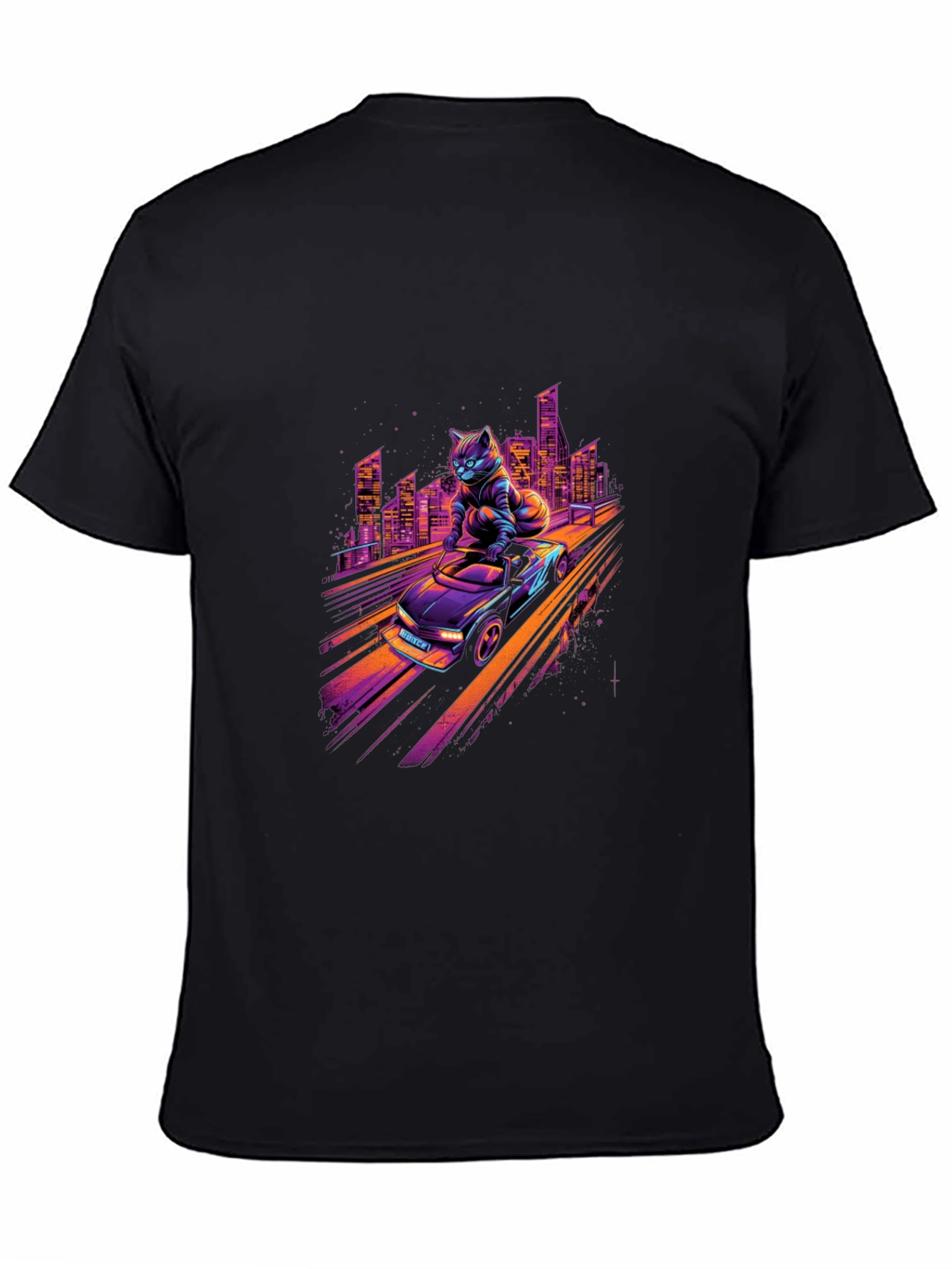 Retro Cat Racer T-Shirt - Cool City Nights