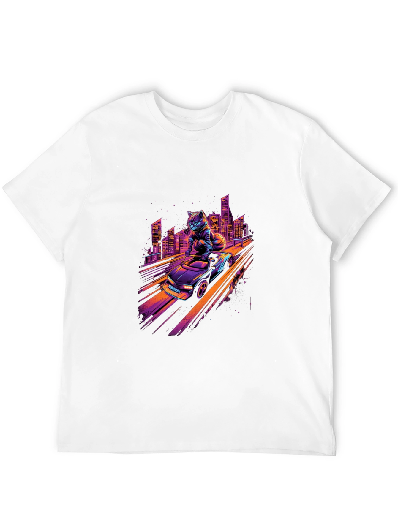 Retro Cat Racer T-Shirt - Cool City Nights