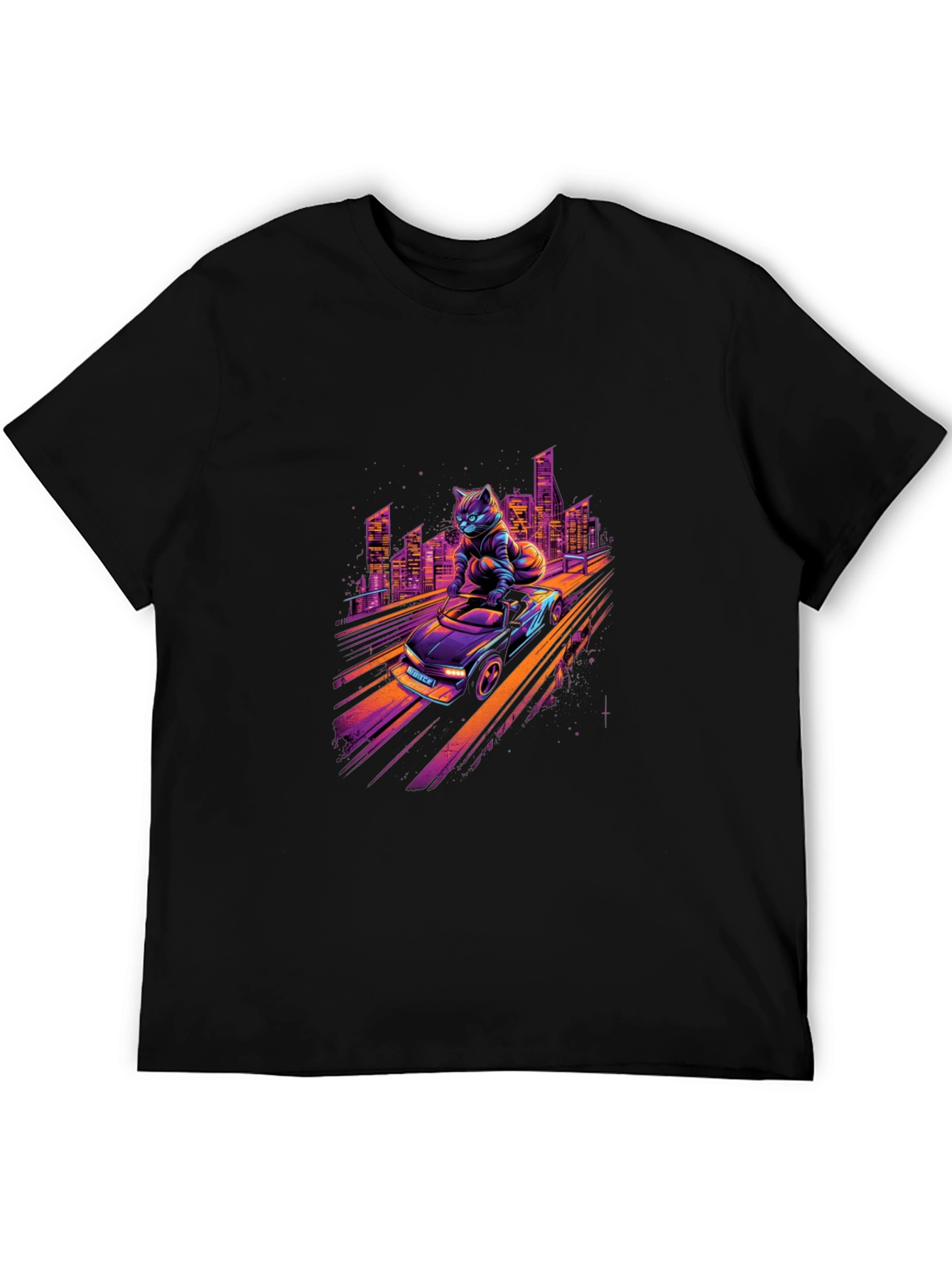 Retro Cat Racer T-Shirt - Cool City Nights