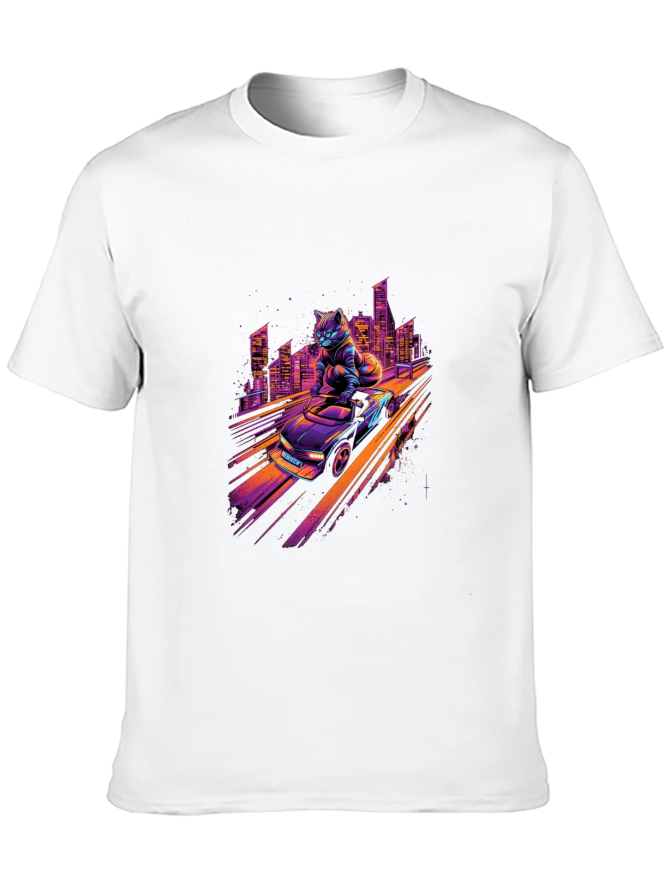 Retro Cat Racer T-Shirt - Cool City Nights